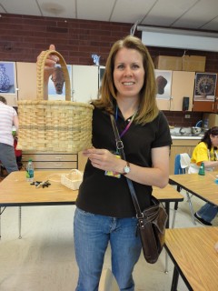 Shauna is proud of her finished basket