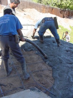 Concrete was installed between the house and the studio
